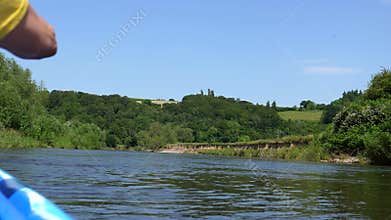 Leisure activities. Kayaking on wide river Wye in South Wales
