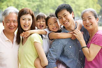 Portrait Of Multi-Generation Chinese Family