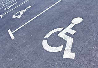Row of parking sign for disabled people
