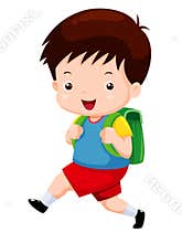 Cute boy go to school