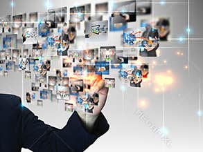 Businessman pressing business communication