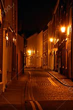 Cobbled Street At Night