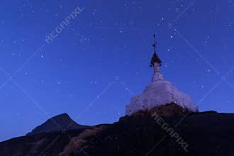 View Mulayit Taung in the night with star background