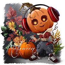 Pumpkin Halloween music lover