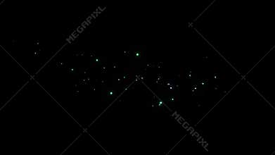 Green, blue magic particles moving on transparent background with alpha channel