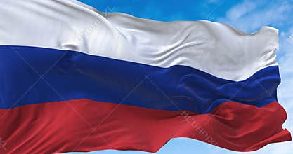 Russia national flag waving on a clear day, seamless animation and slow motion perfect loop, close up view, 4K video