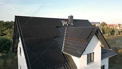 Roof with solar panels of a German single family house
