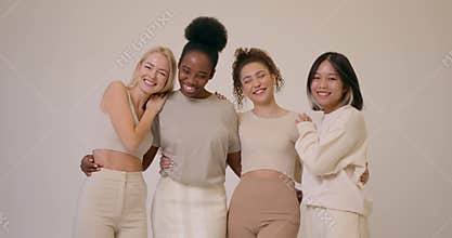 diverse awesome girls having fun in studio