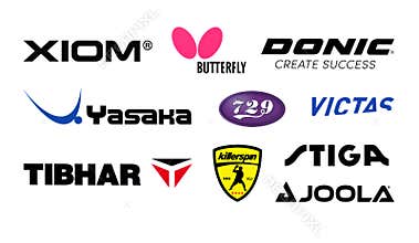 Logos Set of the World`s Top Ping Pong Equipment Brands