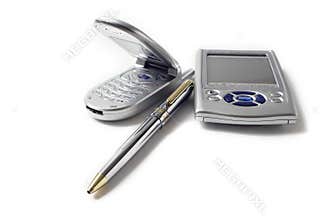Set of communication tools on white