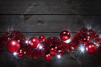 Christmas Lights Decoration Wood Background