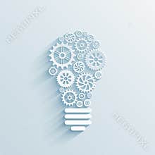 Paper light bulb with gears and cogs