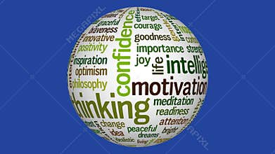 Animation of white sphere with positive thinking t