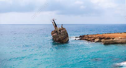 Aerial View of Edro III Shipwreck off the Coast of Cyprus