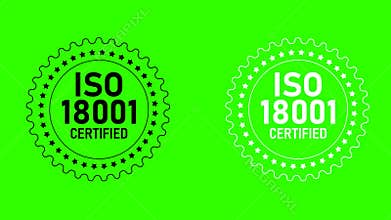 ISO 18001 Certified Badge Animation on Green Screen Occupational Health & Safety Seal Loop