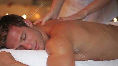 Man Having Massage In Spa