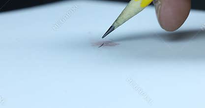 Hand gently writes "Thank You" in flowing cursive with pencil on crisp white paper