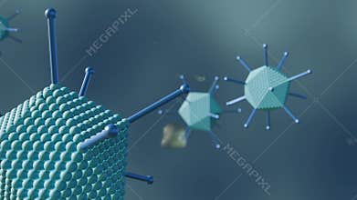 A 3d animation of floating adenovirus
