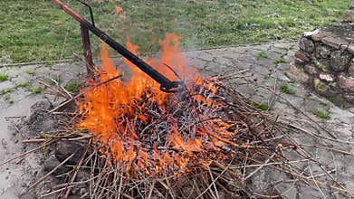 In the summer, a large bonfire is lit in a specially designated place i