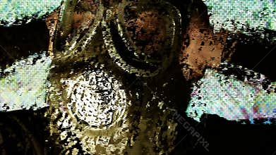Person with gas mask war technology