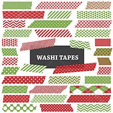 Christmas Red and Green Washi Tape Strips Clip Art