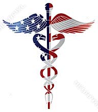 Caduceus Medical Symbol with USA Flag Illustration