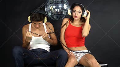 Young couple music