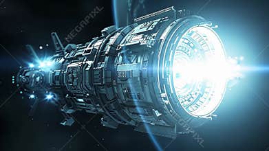 Even in the darkest corners of space the exploration vehicles advanced lighting system illuminates its surroundings