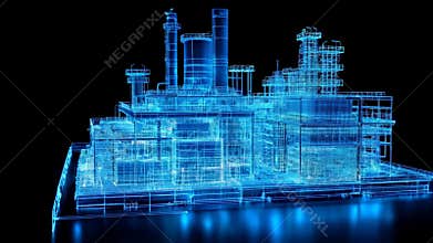 3D visualization of an industrial facility showcasing advanced design and structural details