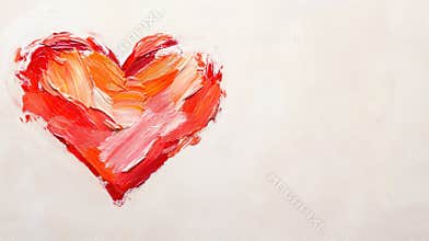 Colorful textured heart painting on a neutral background