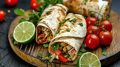 Delicious grilled vegetable wraps with tomatoes