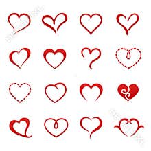 Heart valentine icon set