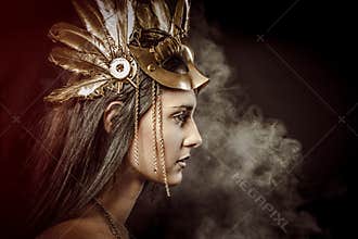 Fairy Queen, young with golden mask, ancient goddess