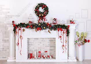 Christmas decoration with fireplace