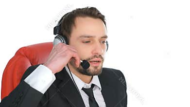 Businessman wearing a headset