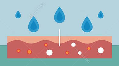 Moisture Retention A scene showing skin cells absorbing moisture postlaser treatment with exosomes facilitating
