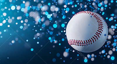A modern sports concept image showcases baseball under neon blue lighting