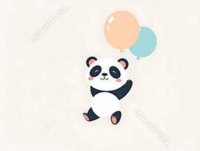Cute Panda with Balloons
