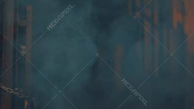 Mysterious door enveloped in smoke