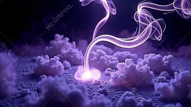Suspended in a realm of solitude, smoke swirl flare glow thread flicker intertwines Generative AI