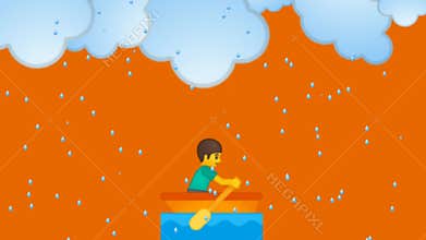 A Child Racing A Boat in The Middle of The Sea In Heavy Rain