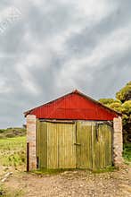 A colorful, abandoned shed that used to be a chalk factory.