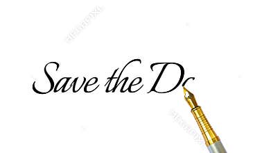 Elegant \'Save the Date!\' Cursive Text on White Background Representing Formal Event Announcement, Wedding Invitation