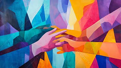 Hands of various colors coming together to symbolize collaboration