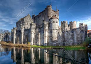 Medieval Gravensteen Castle Ghent, Belgium