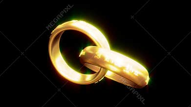 Wedding rings with i love you text and Alpha Matte, stock footage