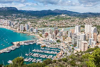 High angle view of the marina in Calpe, Alicante, Spain