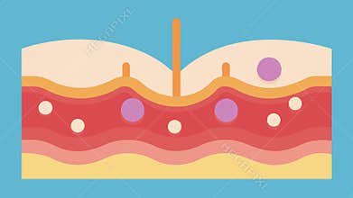 Layered Skin CrossSection A crosssection of skin layers showing nanoparticles trating the outer layer and exosomes