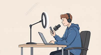 AI-Generated Podcaster Illustration
