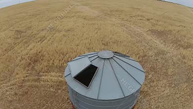 Aerial footage of harvest silo